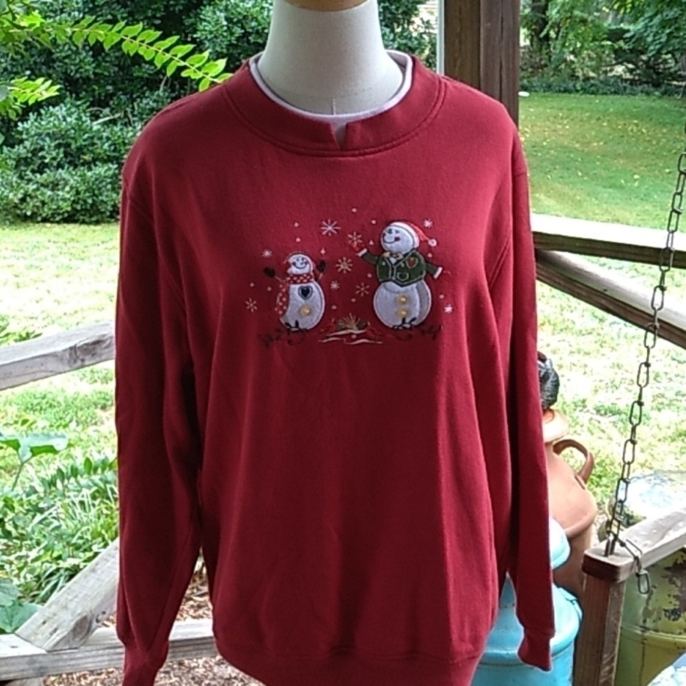 Baxter & Wells 1X Christmas 🎄 snowman cardinals sweatshirt Granny Grandma
